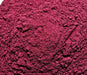 Texture de poudre de fleurs d'hibiscus BIO, couleur vive pour recettes et soins naturels, sachet de 250g.