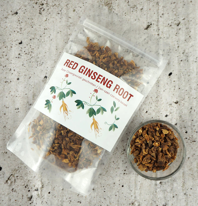 Paquet de racine de Ginseng rouge tranchée, prêt à être utilisé pour la préparation de thé