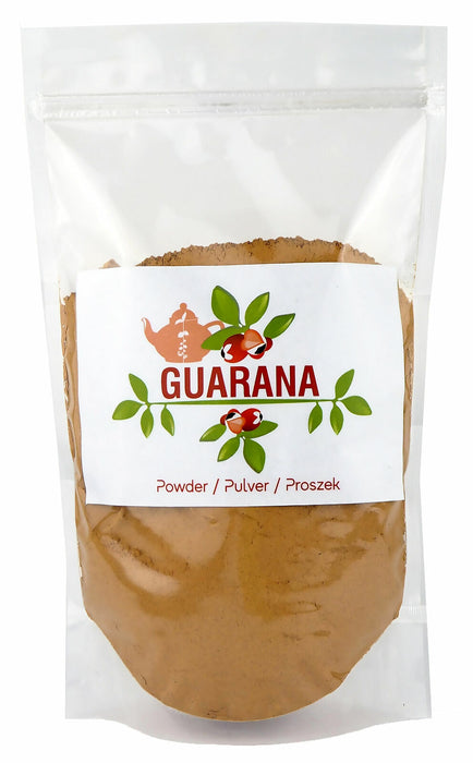 Sachet de Guarana en poudre de haute qualité, prêt à être vendu sur Shopify, avec un design attrayant et des informations claires.